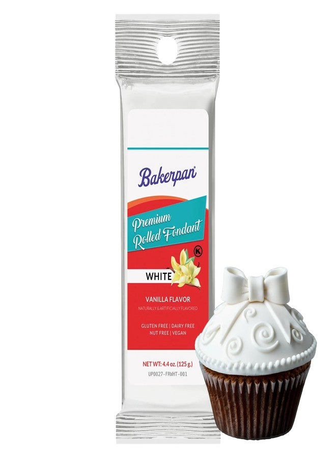 Bakerpan Premium Rolled White Fondant for Cake Decorating, Vanilla Flavor - 4.4 Ounces (Made in USA) - Image 1